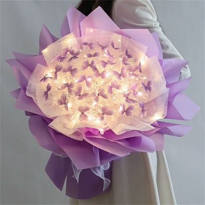 33-Piece Butterflies and Flowers Bouquet Gift Set with LED Lights: Wonderful Gift Options for Valentine's Day