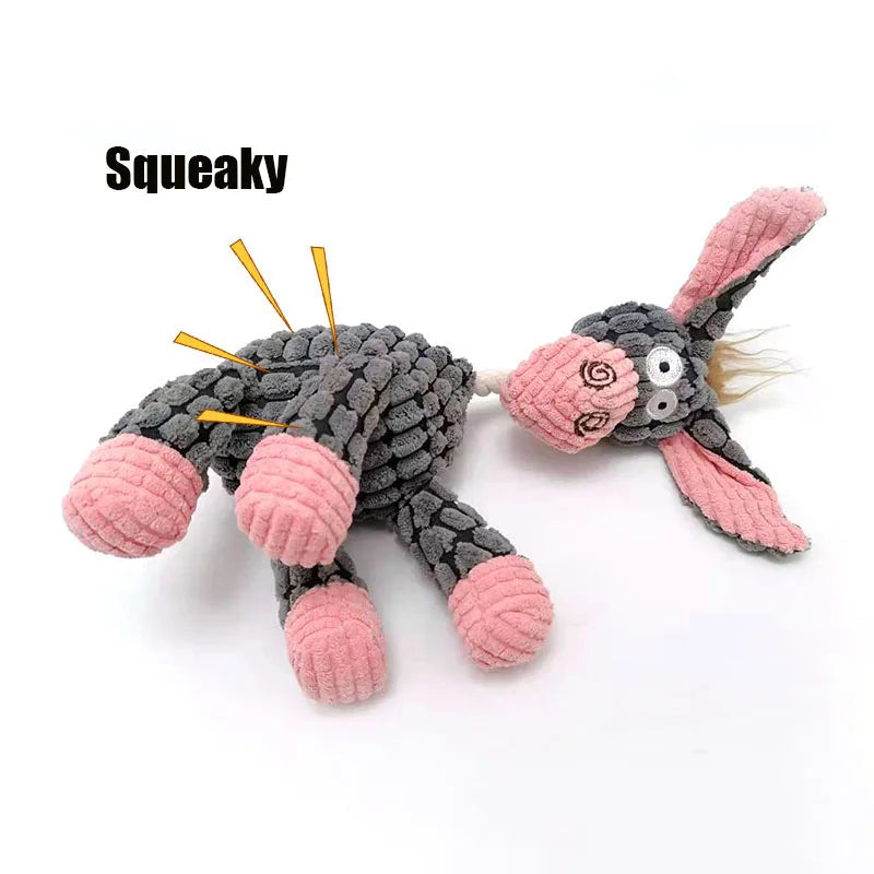 Corduroy Durable Donkey Chew Toy with Squeaker