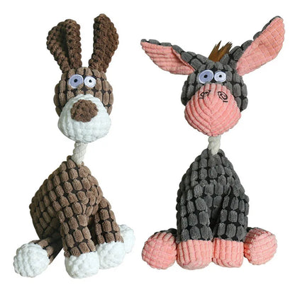 Corduroy Durable Donkey Chew Toy with Squeaker